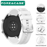 Forzacase Universal 22mm Akıllı Saatler için Tokalı Çizgi Desen Silikon Kordon Kayış - FC369