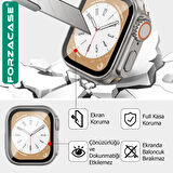 Forzacase Apple Watch 9 45mm ile uyumlu Full Ekran Kasa Koruyucu ve Watch Ultra Çevirici Kılıf FC399