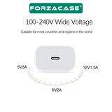 Forzacase iPhone 14 Serisi ile uyumlu Hızlı Şarj Destekli 20W USB-C Güç Adaptörü PD Adaptör - FC400