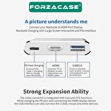 Forzacase USB 3.1 Type C To Hdmi Usb 3.0 Çevirici Dönüştürücü Adaptör Kablosu - FC444