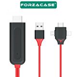 Forzacase 3in1 Görüntü Aktarıcı Kablo Lightning Type-C Micro USB to HDMI Dönüştürücü - FC450
