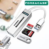 Forzacase USB 3.0 Çoğaltıcı Hub Kart Okuyuculu 5in1 USB OTG SD/TF - FC451