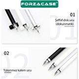 Forzacase Universal Telefon Tablet iPad 2in1 Disk Uçlu Stylus Pen Dokunmatik Kalem - FC470