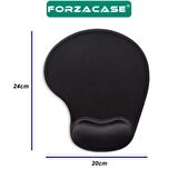 Forzacase Kaydırmaz Silikon Tabanlı Mat Bilek Destekli Mouse Pad 20x24cm Siyah - FC471
