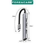 Forzacase 4in1 Type C + 3.5mm Jack + Çift Usb Girişli Port Çoğaltıcı Hub OTG Adaptör - FC484