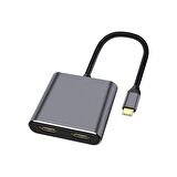 Forzacase Type-C to Çift HDMI 4K Ultra HD Çevirici Adaptör Çift Ekran Dönüştürücü - FC485