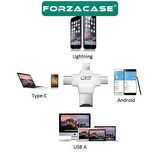 Forzacase 4in Lightning + MicroUSB + Type-C TF Kart Okuyucu Adaptör Reader - FC491