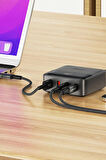  45W Süper Hızlı - 65W Turbo Hızlı Şarj Cihazı 4in1 Gan Teknolojisi 2 USB+2 Type-C Pd 3.0 LCD Ekranlı