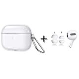Forzacase Airpods Pro Şeffaf Anahtar Askılıklı Kılıfı + 2 Çift Yedek Kulaklık Ucu S/L Gürültü Engellemeli Tıkaç - FC567