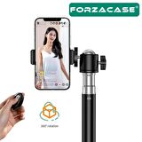 Forzacase Xiaomi Redmi Mi Poco Telefonlar ile uyumlu Bluetooth Kumandalı Alüminyum Tripod 2m FC576