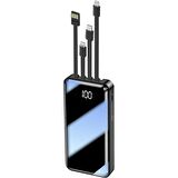 Forzacase 10000 Mah Powerbank LED Panelli Çift Usb Çıkışlı Type-C Micro USB Lightning Kablolu FC580