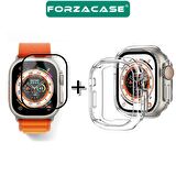 Forzacase Apple Watch Ultra / Ultra 2 49mm Önü Açık Sert Plastik Kılıf + Ekran Koruma Filmi - FC624