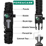 Forzacase Çok Amaçlı Pusulalı Düdüklü Paraşüp İp Bileklik Hayatta Kalma Bilekliği Yeşil - FC657