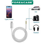 Forzacase Örgülü Type-C to 3.5 mm Aux Çevirici Ses Aktarım Kablosu 1m - FC695
