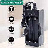 Forzacase Pil Şarj Aleti 2li Dolum Cihazı Aleti 18650 3.7v 2 Yuvalı Pil Şarj Dolum Aleti - FC723