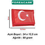 Forzacase 4 Göz İç Fermuarlı Cırt Kapamalı Kırmızı Asker Cüzdanı Türkiye Bayrak Desen - FC728