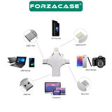 Forzacase Micro USB Type-C Lightning to 4 in 1 OTG USB Çevirci Adaptör - FC754