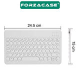 Forzacase Tablet ve Telefonlar için Şarjlı Yuvarlak Tuşlu Bluetooth Kablosuz Klavye - FC756