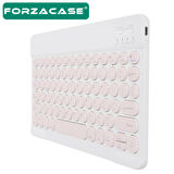 Forzacase Tablet ve Telefonlar için Şarjlı Yuvarlak Tuşlu Bluetooth Kablosuz Klavye - FC756