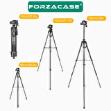 Forzacase 155 cm Bluetooth Kumandalı Profesyonel Kamera DSLR Telefon Tutuculu Çantalı Tripod - FC814