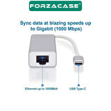 Forzacase Notebook Macbook için Type-C Ethernet 3 Port USB 3.0 Çevirici Hub Adaptör - FC823