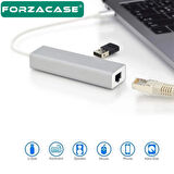 Forzacase Notebook Macbook için Type-C Ethernet 3 Port USB 3.0 Çevirici Hub Adaptör - FC823