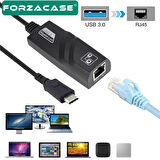 Forzacase Notebook Macbook için Type-C to RJ45 Gigabit Ethernet Adaptörü - FC824