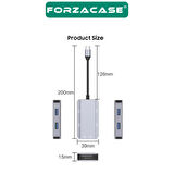 Forzacase 6in1 USB 3.1 Type-C 4 Port USB Çoklayıcı OTG SD Kart Okuyucu Mac iPhone 15 16 Uyumlu FC833