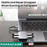 Forzacase 6in1 USB 3.1 Type-C 4 Port USB Çoklayıcı OTG SD Kart Okuyucu Mac iPhone 15 16 Uyumlu FC833