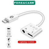 Forzacase iPhone Telefonlar ile uyumlu Kontrol Tuşlu Lightning Şarj ve 3.5mm Kulaklık Çevirici FC846
