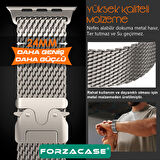 Forzacase Apple Watch 10 Series 46mm ile uyumlu Mekanizmalı Metal Hasır Kordon Kayış - FC864