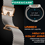 Forzacase Apple Watch 10 Series 46mm ile uyumlu Mekanizmalı Metal Hasır Kordon Kayış - FC864