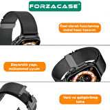 Forzacase Apple Watch 10 Series 46mm ile uyumlu Mekanizmalı Metal Hasır Kordon Kayış - FC864