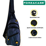 Forzacase Unisex Su Geçirmez Kulaklık Çıkışlı 3 Bölmeli Quatro Çapraz Göğüs ve Sırt Çantası FC868