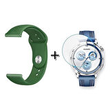 Forzacase Huawei Watch GT 5 Pro 46mm ile uyumlu Silikon Kordon Kayış + Kırılmaz Cam Koruma - FC875