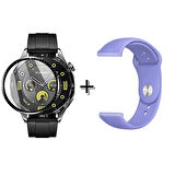 Forzacase Huawei Watch GT4 46 mm ile uyumlu Silikon Kordon Kayış + Ekran Koruma Filmi - FC875