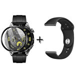 Forzacase Huawei Watch GT4 46 mm ile uyumlu Silikon Kordon Kayış + Ekran Koruma Filmi - FC875