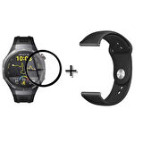 Forzacase Huawei Watch GT5 Pro 46mm ile uyumlu Silikon Kordon Kayış + Ekran Koruma Filmi - FC875