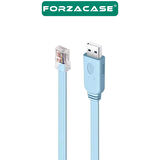 Forzacase 1.8mt USB 2.0 Cisco Seri Yönlendirici USB’den RJ45’e Çeviren Konsol Kablosu Mavi - FC883