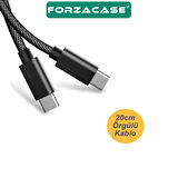 Forzacase 60W 3A Type-C to Type-C Çevirici Şarj ve Data Kablosu 20cm - FC892