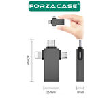 Forzacase Micro USB Type-C Lightning to 4in1 OTG USB Çevirci Kamera Flash Bellek Adaptör - FC930