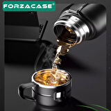 Forzacase Paslanmaz Çelik 1 Litre 10 Saat Sıcak Soğuk Tutan Bardaklı Bitki Hazneli Çay Kahve Su Termosu - FC938