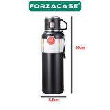 Forzacase Paslanmaz Çelik 1 Litre 10 Saat Sıcak Soğuk Tutan Bardaklı Bitki Hazneli Çay Kahve Su Termosu - FC938