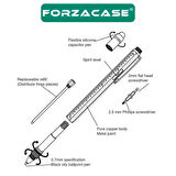 Forzacase Kutulu Su Terazili Cetvelli Tornavidalı Mühendis Kalemi Dokunmatik Touchpen - FC955