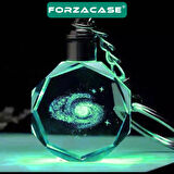 Forzacase 3D Kristal Galaxy Gezegen Tasarımlı Renk Değiştiren Işıklı Araba Ev Anahtarlık - FC959