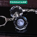 Forzacase 3D Kristal Dolunay Tasarımlı Renk Değiştiren Işıklı Araba Ev Anahtarlık - FC960