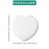 Forzacase Kadınlara Özel Ayna Beyaz Suni Deri Kalp Şeklinde Makyaj Aynası 7 cm - FC961