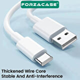 Forzacase 3A Type-C USB Şarj ve Data Kablosu 3 metre Beyaz - FC971