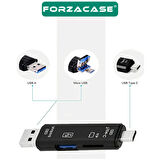 Forzacase USB 3.0 Type-C Micro USB Kart Okuyucu 5in1 USB OTG Micro SD/TF Çevirici - FC983