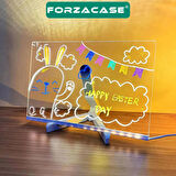 Forzacase Neon Led Işıklı 20x30 cm Yazı Çizim Tahtası + Ayarlanabilir Stant ve 7 Adet Kalem - FC994
